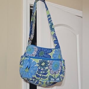 Vera Bradley Blue and Green Floral Shoulder Bag